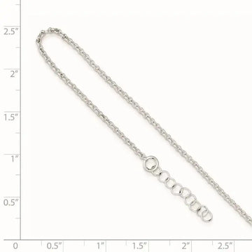 Sterling Silver Polished Rolo Chain with 1in ext. Anklet - Larson Jewelers