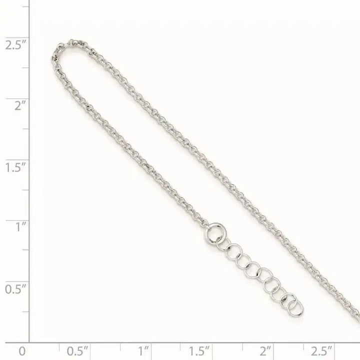 Sterling Silver Polished Rolo Chain with 1in ext. Anklet - Larson Jewelers