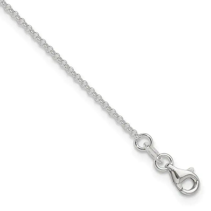 Sterling Silver Polished Rolo Chain with 1in ext. Anklet - Larson Jewelers