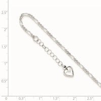 Sterling Silver Polished Heart 9in Plus 1in Ext. Anklet - Larson Jewelers