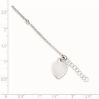 Sterling Silver Polished Bead and Heart 9in Plus 1in Ext. Anklet - Larson Jewelers