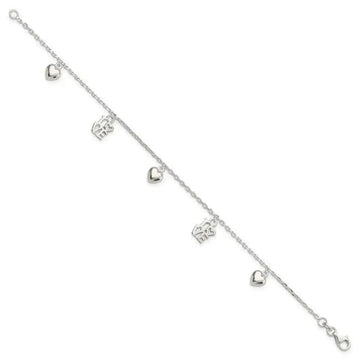 Sterling Silver Heart and LOVE Charm Bracelet - Larson Jewelers