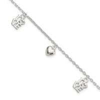 Sterling Silver Heart and LOVE Charm Bracelet - Larson Jewelers