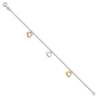 Sterling Silver Polished Flash Gold-plated Heart Bracelet - Larson Jewelers