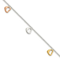 Sterling Silver Polished Flash Gold-plated Heart Bracelet - Larson Jewelers