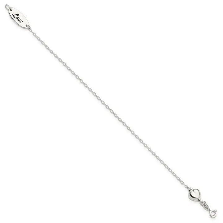 Sterling Silver Polished Enamel Heart LOVE Bracelet - Larson Jewelers