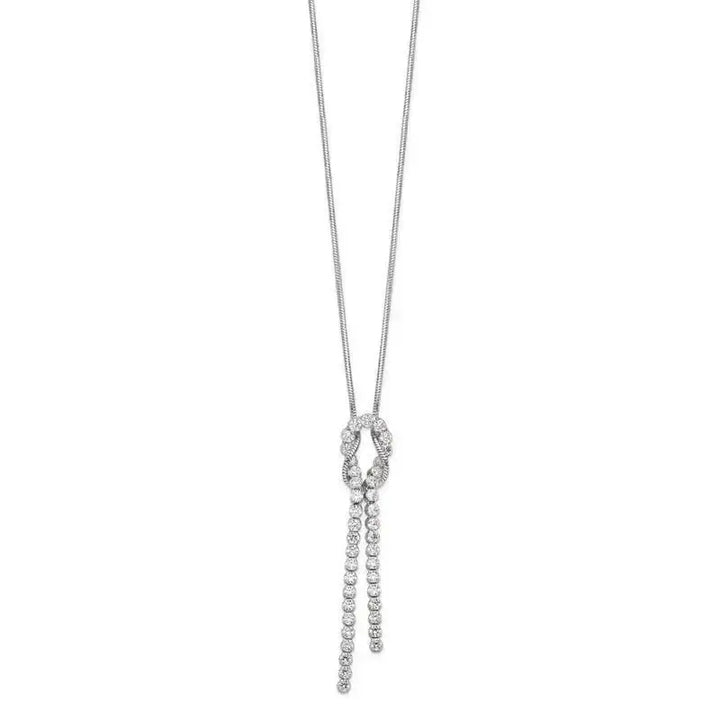 Sterling Silver Rhodium-plated CZ Knotted Snake Chain Necklace - Larson Jewelers