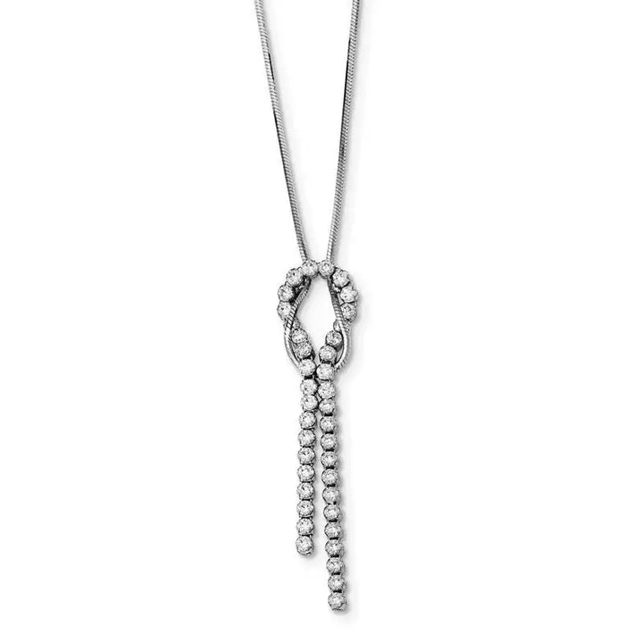Sterling Silver Rhodium-plated CZ Knotted Snake Chain Necklace - Larson Jewelers