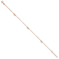 Sterling Silver Rose-tone Polished Hearts 9in Plus 1in Ext Anklet - Larson Jewelers
