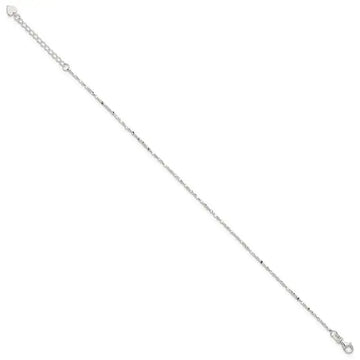 Sterling Silver Twisted Serpentine Heart 9 inch Plus 1.5 inch ext. Anklet - Larson Jewelers
