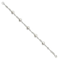 Sterling Silver Polished Heart 7.5in Bracelet - Larson Jewelers