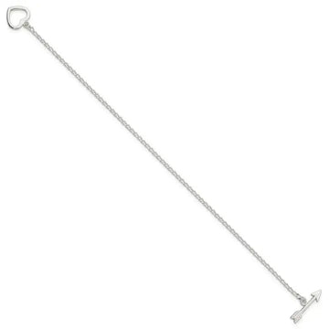 Sterling Silver Polished Heart with Arrow 7.5in Toggle Bracelet - Larson Jewelers