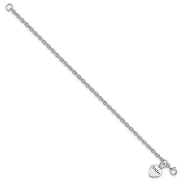 Sterling Silver Rhodium-plated Antiqued Sister Heart Dangle Bracelet - Larson Jewelers