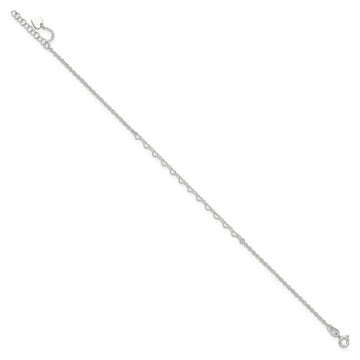 Sterling Silver Heart Charm 9in Plus 1in ext. Anklet - Larson Jewelers