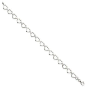 Sterling Silver Polished Heart Bracelet - Larson Jewelers