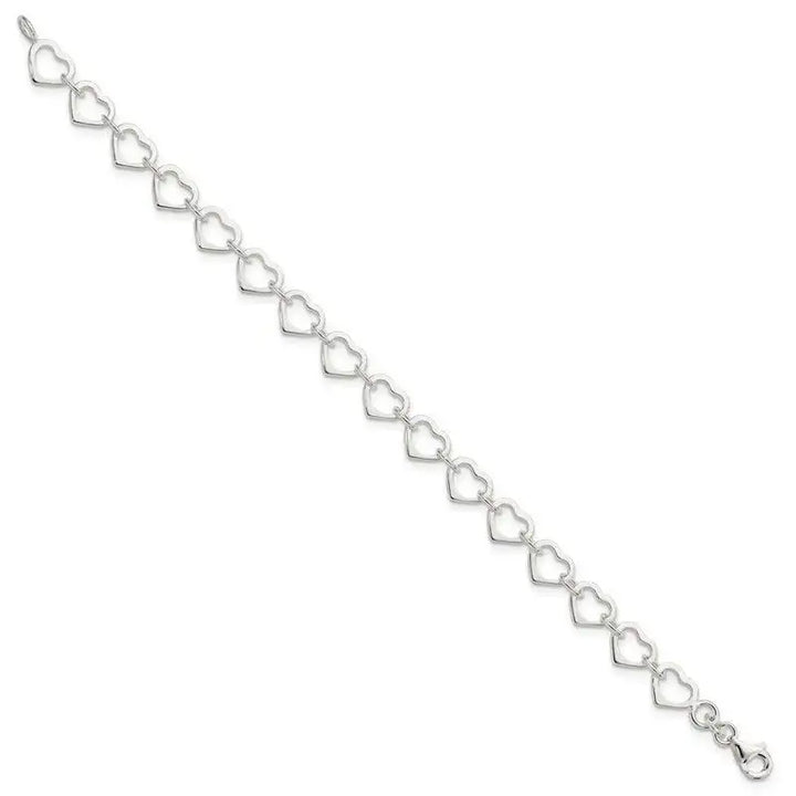 Sterling Silver Polished Heart Bracelet - Larson Jewelers