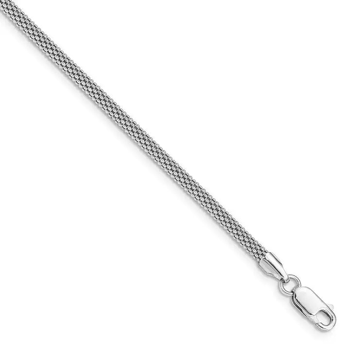 Sterling Silver Rhodium-plated 3mm Corona Chain Bracelet - Larson Jewelers