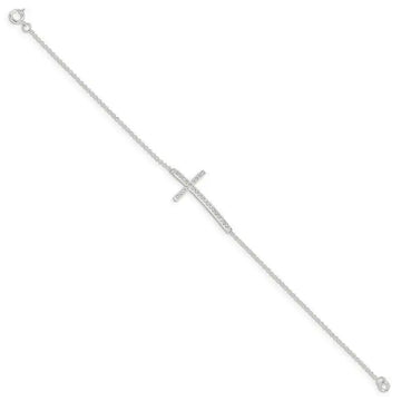 Sterling Silver CZ Cross Bracelet - Larson Jewelers