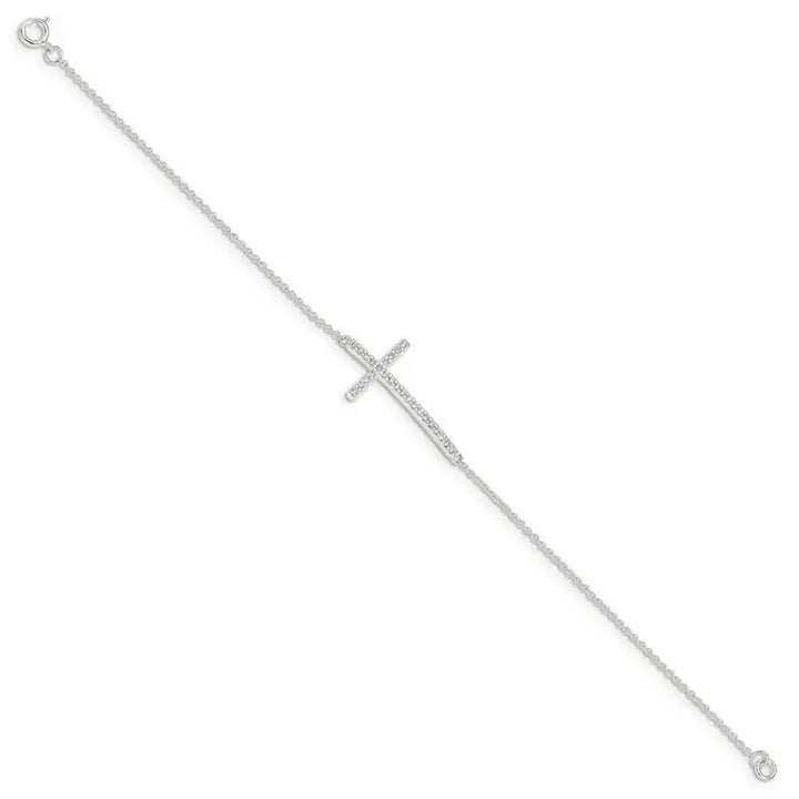 Sterling Silver CZ Cross Bracelet - Larson Jewelers