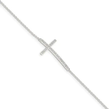 Sterling Silver CZ Cross Bracelet - Larson Jewelers