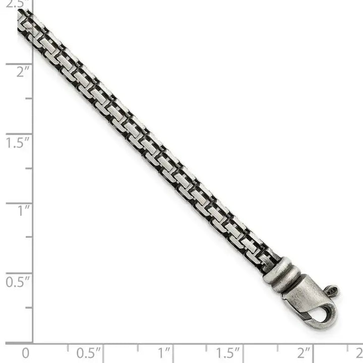 Sterling Silver Brushed Antiqued Bismarck Chain Bracelet - Larson Jewelers
