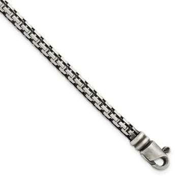 Sterling Silver Brushed Antiqued Bismarck Chain Bracelet - Larson Jewelers