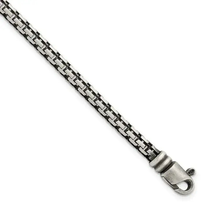 Sterling Silver Brushed Antiqued Bismarck Chain Bracelet - Larson Jewelers