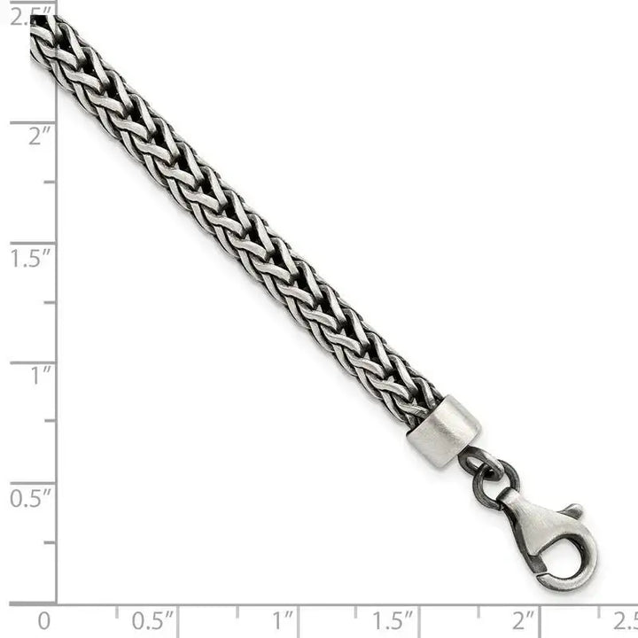 Sterling Silver Satin & Antiqued Franco Chain Bracelet - Larson Jewelers