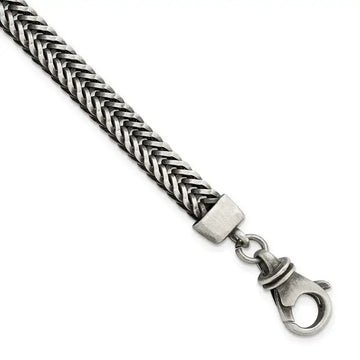 Sterling Silver Brushed Antiqued Wheat Chain Bracelet - Larson Jewelers