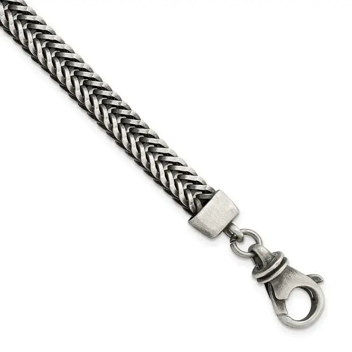 Sterling Silver Brushed Antiqued Wheat Chain Bracelet - Larson Jewelers