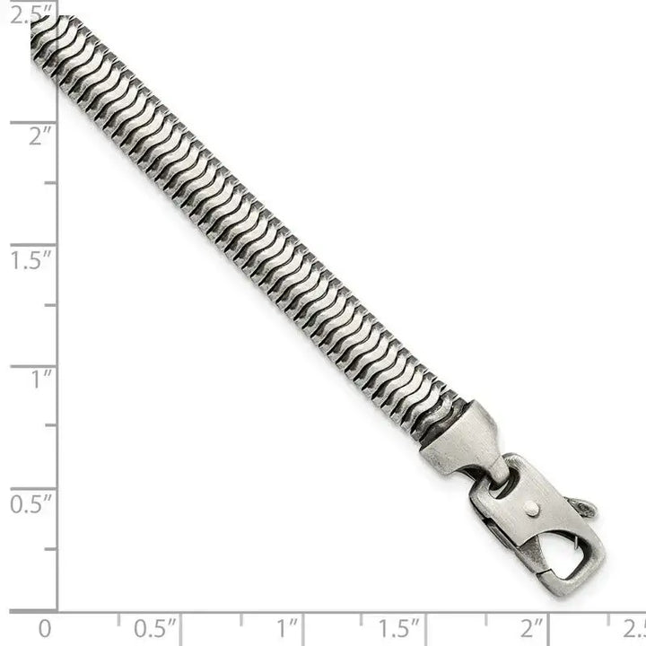 Sterling Silver Brushed Antiqued Herringbone Chain Bracelet - Larson Jewelers