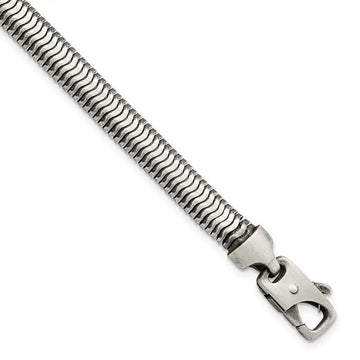 Sterling Silver Brushed Antiqued Herringbone Chain Bracelet - Larson Jewelers