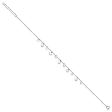 Sterling Silver RH-plated Polish and Brushed Heart CZ 8.75in Plus 1inExt An - Larson Jewelers