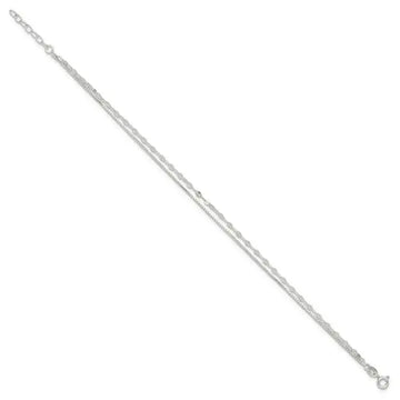 Sterling Silver 2-Strand 9in Plus 1 in Ext. Fancy Chain Anklet - Larson Jewelers