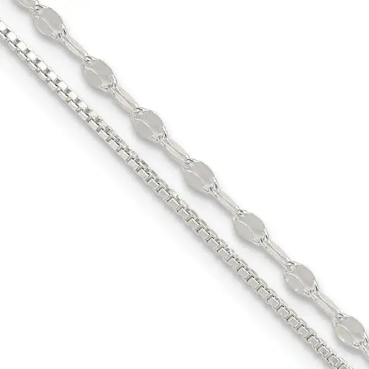 Sterling Silver 2-Strand 9in Plus 1 in Ext. Fancy Chain Anklet - Larson Jewelers