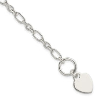 Sterling Silver Polished Heart Charm Fancy Link Bracelet - Larson Jewelers