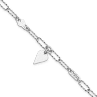 Sterling Silver Rhodium-plated Diamond-cut LOVE/Heart Dangle Bracelet - Larson Jewelers