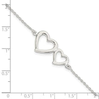 Sterling Silver Polished Two Hearts Bracelet - Larson Jewelers