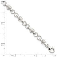 Sterling Silver Satin & Polished Heart Chain Bracelet - Larson Jewelers