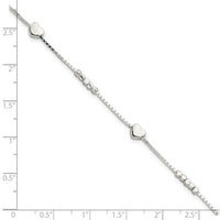 Sterling Silver Fancy Bead & Heart w/ 1in ext Bracelet - Larson Jewelers