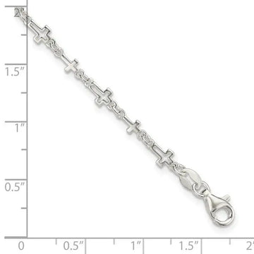 Sterling Silver Cross Link Bracelet - Larson Jewelers
