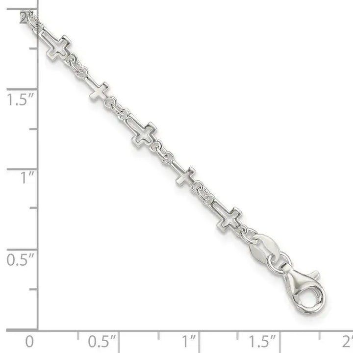 Sterling Silver Cross Link Bracelet - Larson Jewelers