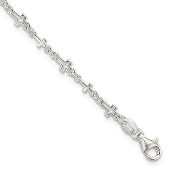 Sterling Silver Cross Link Bracelet - Larson Jewelers