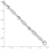 Sterling Silver Fancy Heart Link Bracelet - Larson Jewelers