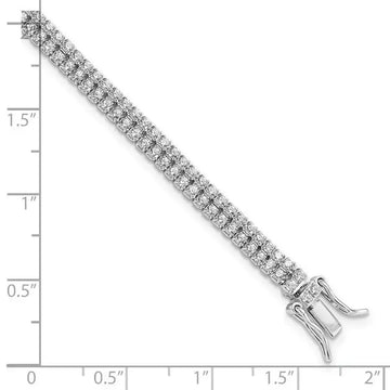 Sterling Silver Rhodium-plated 2-Row CZ Tennis Bracelet - Larson Jewelers