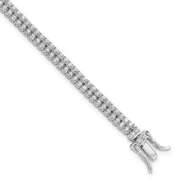 Sterling Silver Rhodium-plated 2-Row CZ Tennis Bracelet - Larson Jewelers