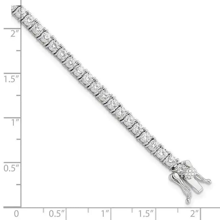 Sterling Silver Rhodium-plated Polished CZ Tennis Bracelet - Larson Jewelers