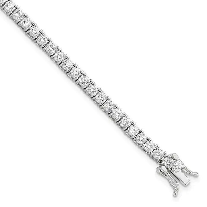 Sterling Silver Rhodium-plated Polished CZ Tennis Bracelet - Larson Jewelers