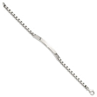 Sterling Silver Polished Box Chain ID Bracelet