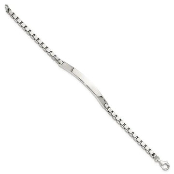 Sterling Silver Polished Box Chain ID Bracelet - Larson Jewelers